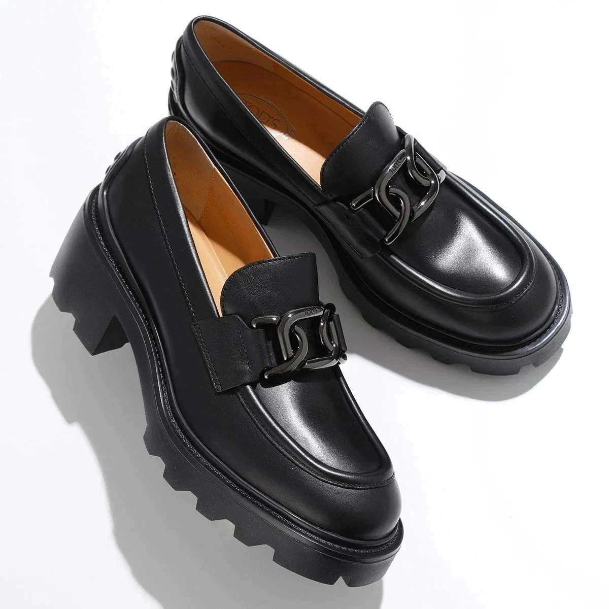 TODS トッズ ローファー KATE ケイト XXW08D0HR40GOC レディース レザー メタルチェーン ヒールローファー シューズ 靴 カラー2色