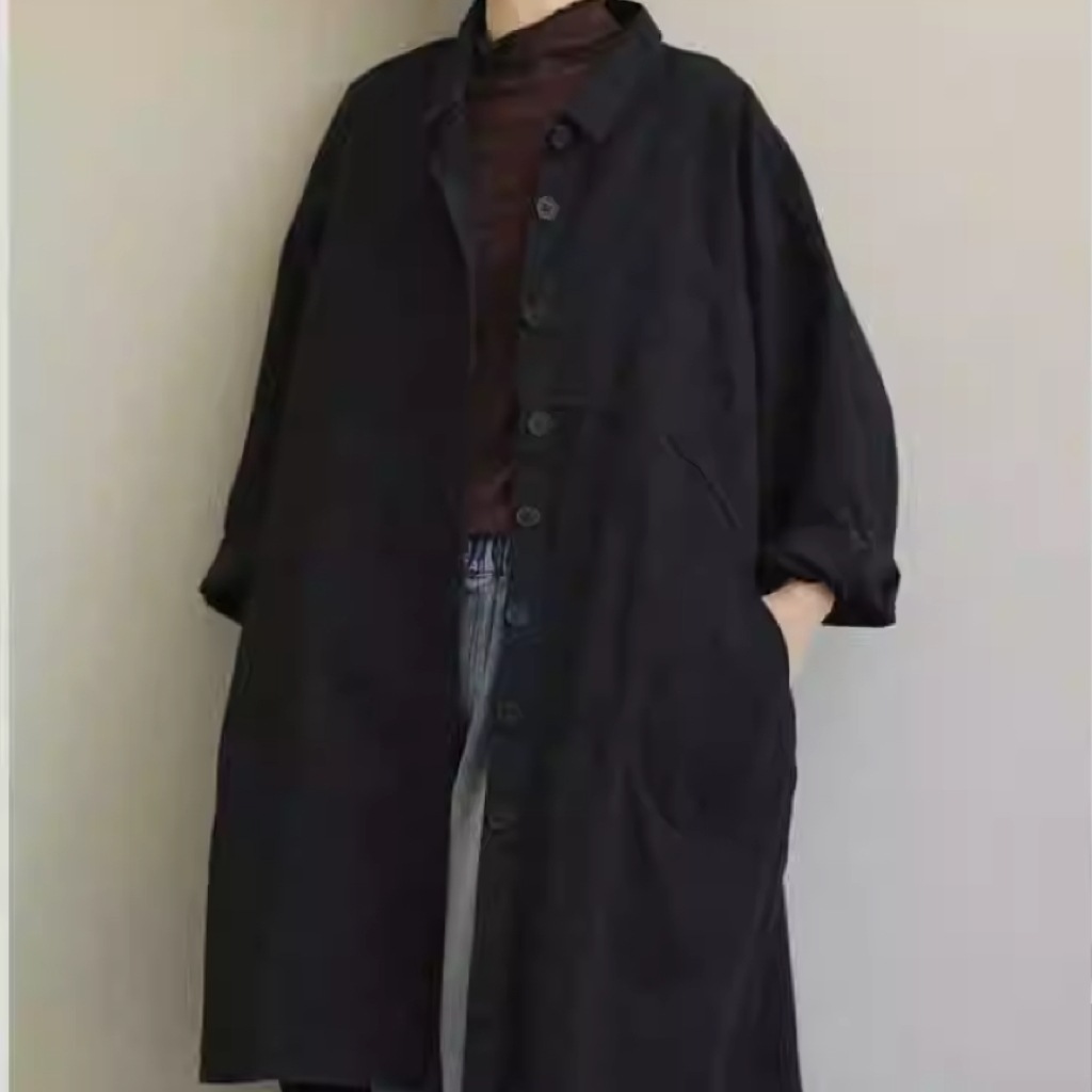 レディース ジャケット コート アウター 上着 ミディアム 長袖 ドロップショルダー 襟付き 角襟 ワイド オーバーサイズ ポケット ボタン かわいい シンプル カジュアル おしゃれ こなれ感 ラフ