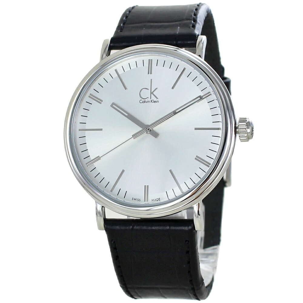 訳あり BOX無し 収納ケース付き 1本用 カルバンクライン メンズ 腕時計 手表 シンプル おしゃれ スリム ブラック 革ベルト 仕事用 男性 誕生日プレゼント 夫 結婚記念日 父入社式 就職祝い