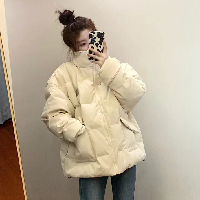 白鴨絨森系杏色乳呼pu皮ダウンジャケット女性冬に新しい学生の立襟を奪う保温コート 5,353円