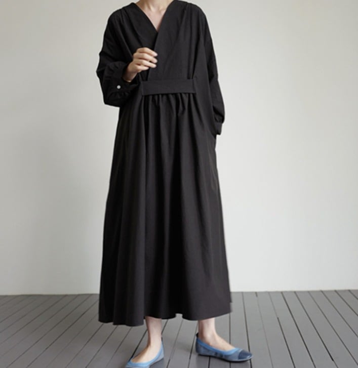 ワンピース デート シャツワンピース ロング丈 ボリューム袖 コットン 可愛い きれいめ 上品 おしゃれ かっこいい 可愛い ラブリー キュート ガーリー クール モード系 セクシー