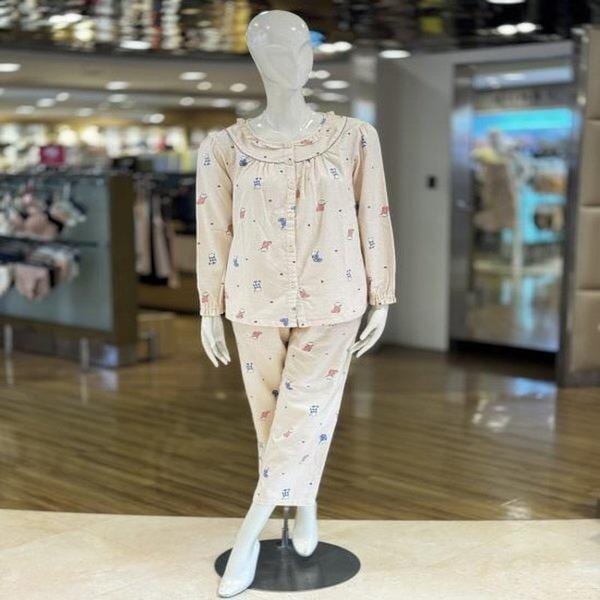 WP8873R_猫 綿100 起毛 女性パジャマセット