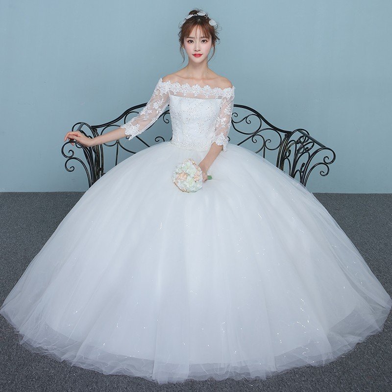 ウエディングドレス ウェディングドレス 安い 秋冬 プリンセス 二次会 エンパイア 結婚式 長袖 花嫁 ドレス 披露宴 ロングドレス ブライダル 白 大きいサイズ