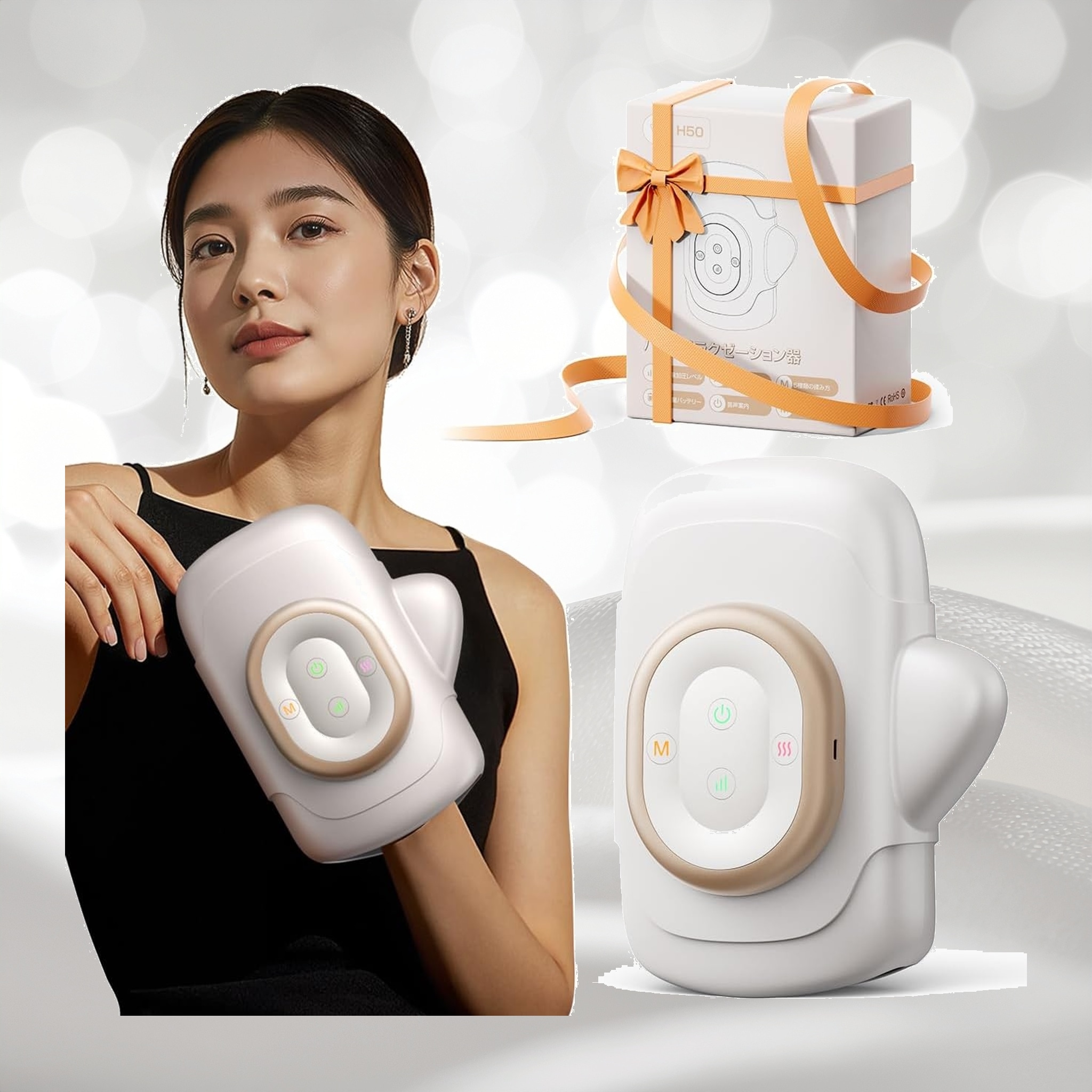 ハンドケア リラクゼーション器【業界初！プロの手もみ&日本語音声ガイド&モード記憶機能】理学療法士監修 5種類モード 3段階強度調節 静音 超軽量 Type-C急速充電 2500mAh大容量コードレス