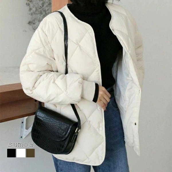 【急速出荷】キルティングダウンジャケット　ダウンジャケット　ノーカラージャケット　キルティングコート　キルティング　コート　ジャケット　アウター　ジャケットコート　レディース　軽量　長袖　秋冬　ダウン