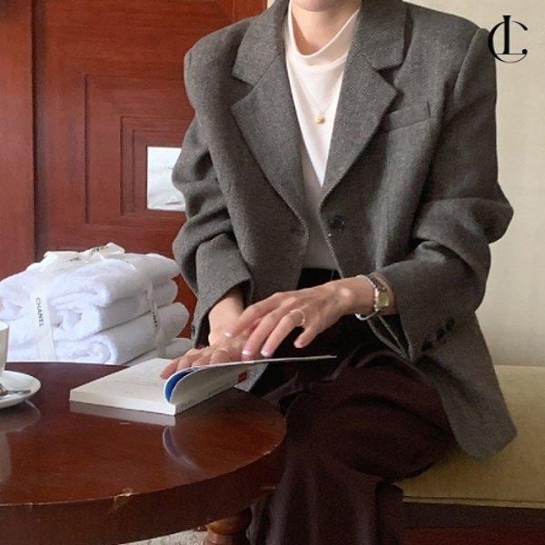 女性ジャケットLYT148ヘリンボーンクラシックシングルボタンアウター