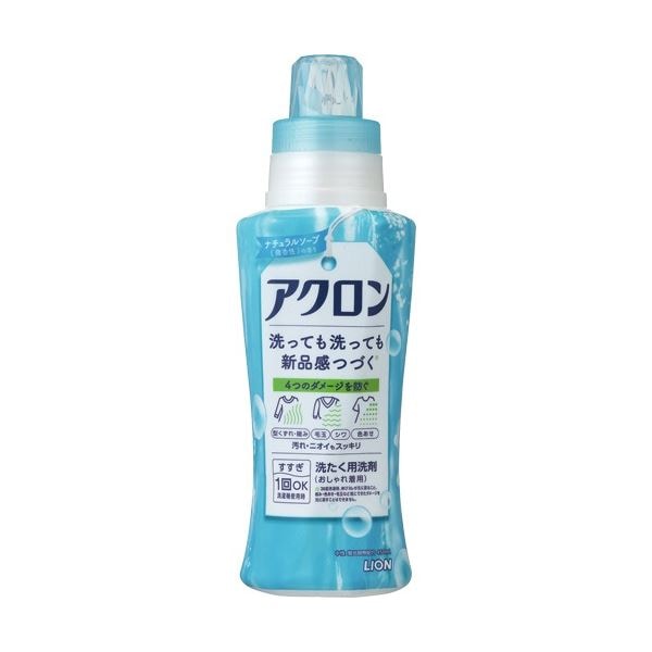 （まとめ）アクロン ナチュラルソープの香り（微香性） 本体 450ml 1本 [x30セット]洗濯洗剤
