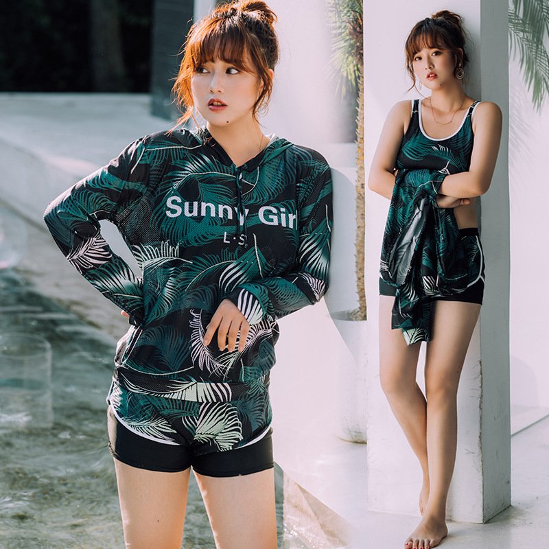 水着セット 3点セット 長袖 フード パーカー 体型カバー セパレート トロピカル ピンク 学生 可愛い 韓国 プール 海 黒 フィットネス サーフィン スポーツ 水泳 バレンタイン 2023 プレゼ 7,885円