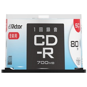 他サイト： ビクター Victor 1回録音用 CD-R AR80FP50SJ2 (片面1層/80分/50枚) ホワイトの商品画像