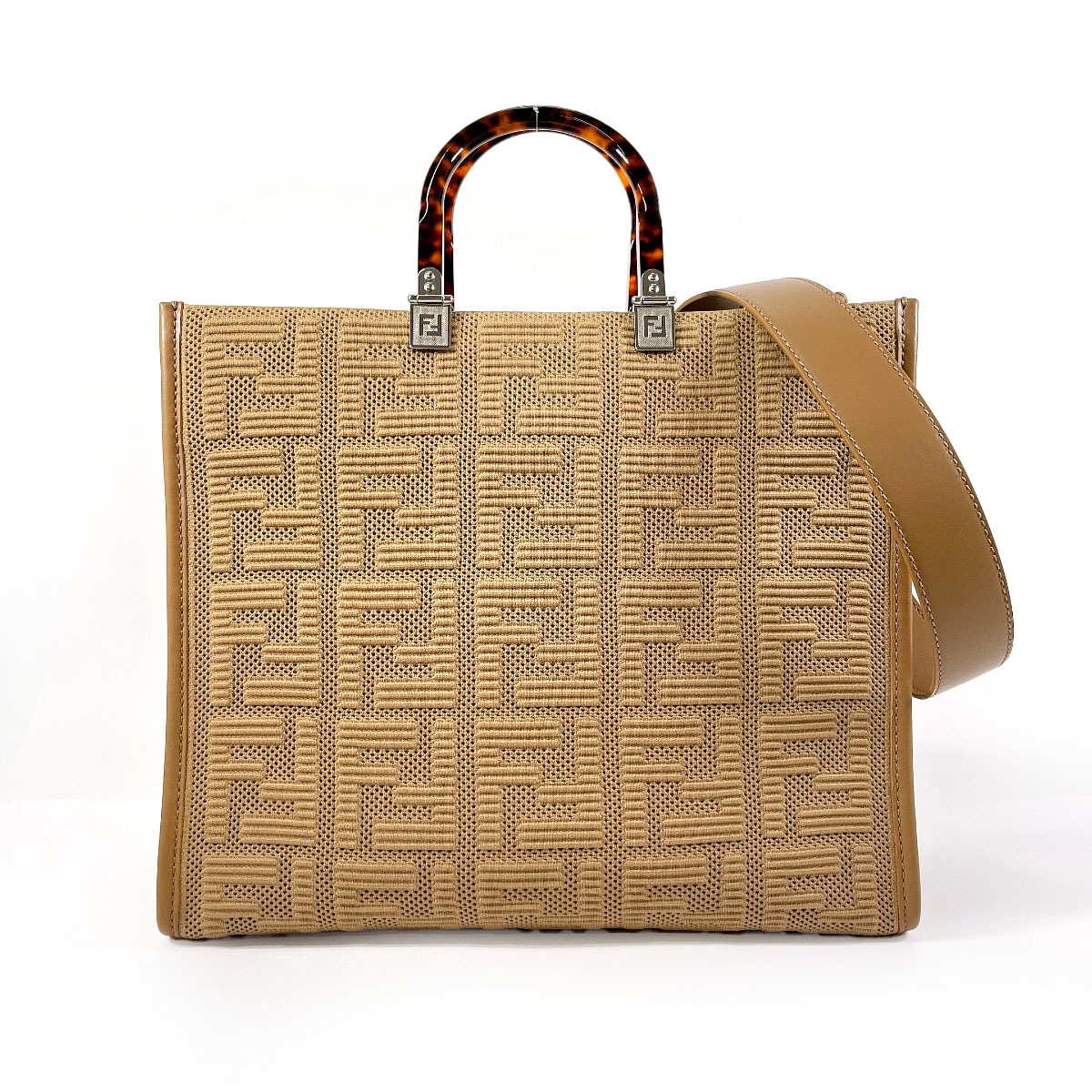 8BH386 AHWC F09YL FENDI×SKIMS サンシャイン ミディアム トートバッグ ブラウン ナイロン レディース