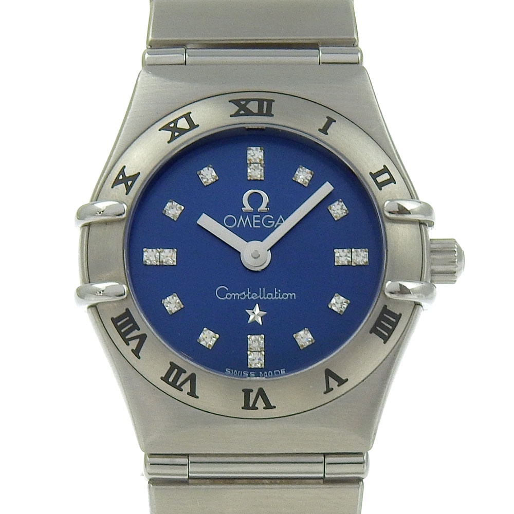 コンステレーションミニ シンディクロフォード 限定1999本 1563.86 腕時計 ステンレススチール ダイヤモンド クオーツ アナログ表示 レディース 青文字盤 中古品