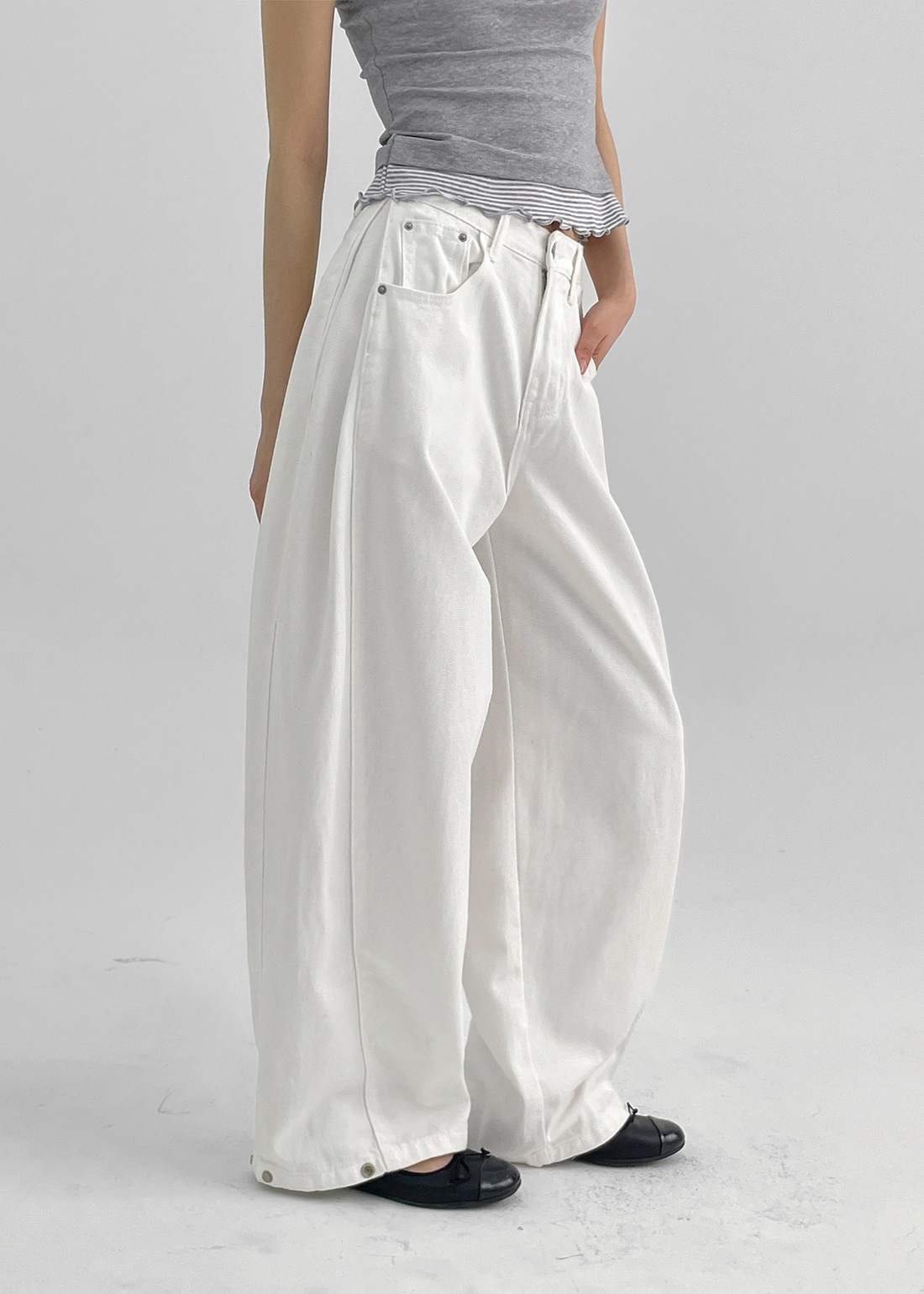 ホリエンフォールディングスナップワイドコットンパンツ