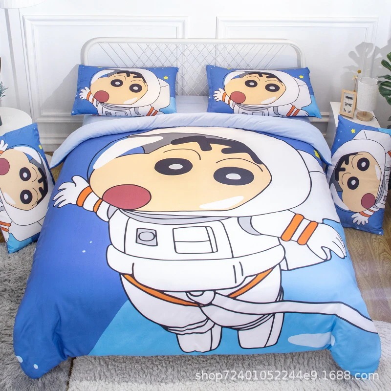 厳選純綿 ホームダブル 1.8m 4枚セット 漫画 アニメ クレヨンしんちゃん 子供 男の子 女の子 綿3点セット