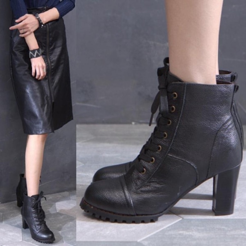 (ニナスパリ) 8cm レースアップソフトレザーブーツ (8J506)