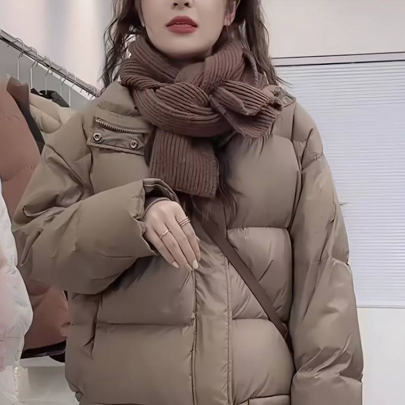 2024冬新作ダウンジャケットレディースショート韓国風スモールホワイトダックダウン厚みのあるスタンドカラーパンジャケット