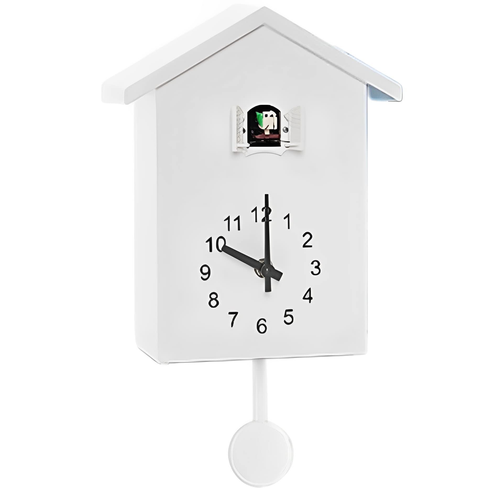 時計 鳩時計 掛け時計 置き時計 2Way 壁掛け 振り子 クロック 静音 可愛い （ホワイト）