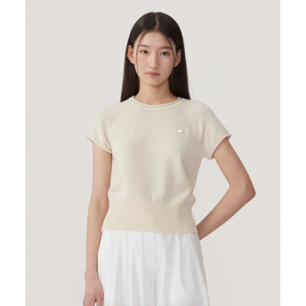 COVERNAT WOMAN ラグランハーフニット アイボリー