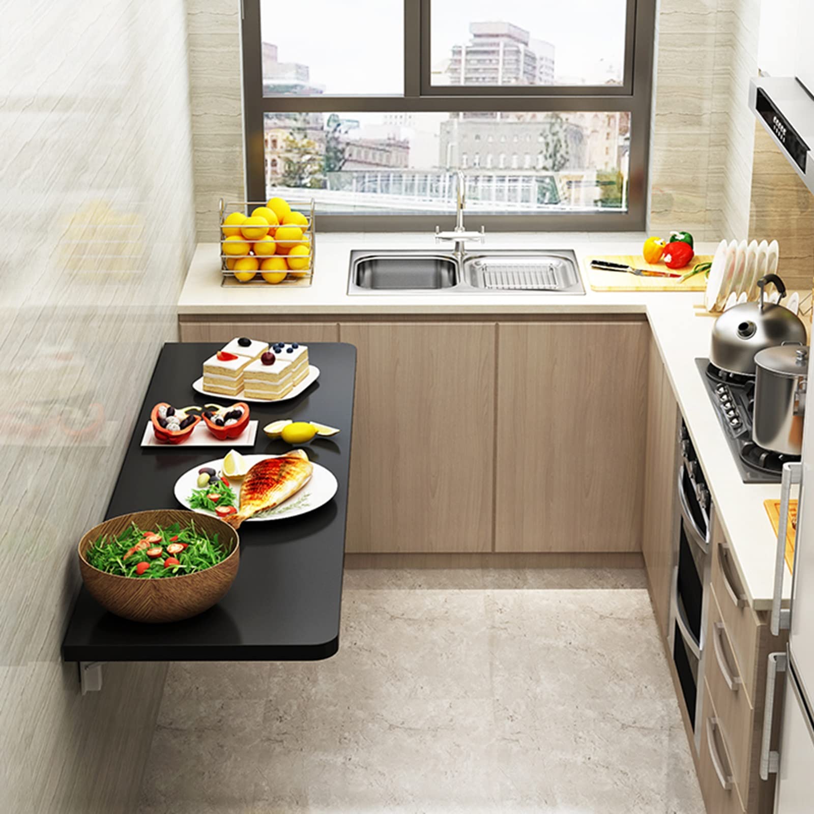 壁掛け式折りたたみテーブル省スペースのドロップリーフコンピュータデスク小さなスペース用の折りたたみ式ランドリーテーブル部屋オフィス書斎寝室に最適収納簡単