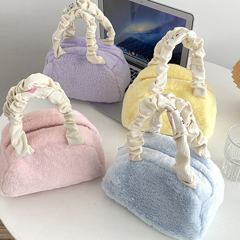 ハンドバッグ ファーバッグ ふわふわ もこもこ 収納袋 韓国 ファッション 雑貨 かわいい おしゃれ 北欧 送料無料 [K] (T)