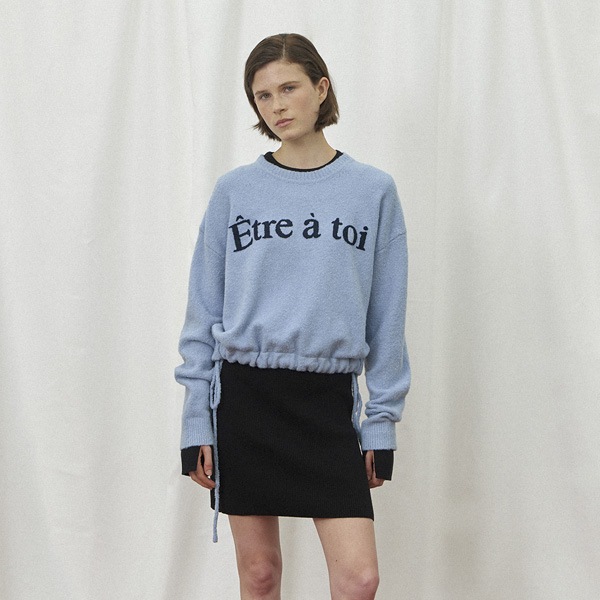 (T-6919)BOUCLE CROP KNIT