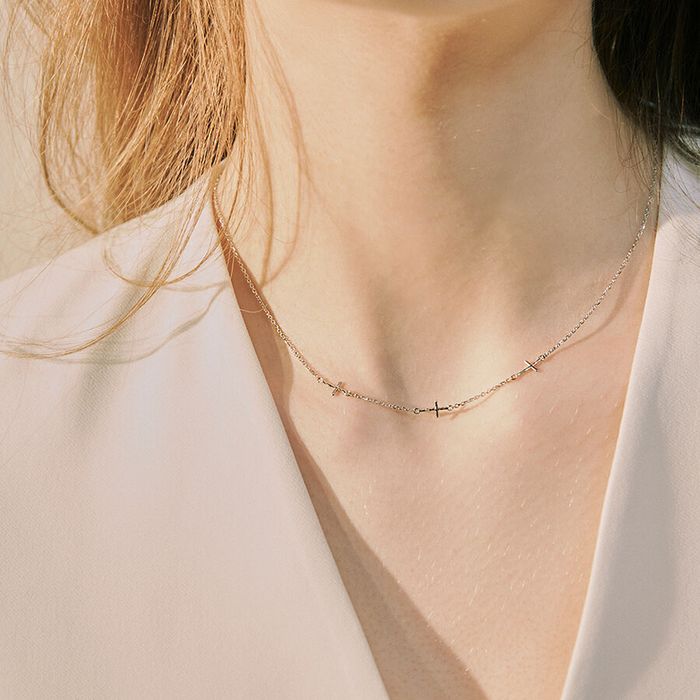 cross chain necklace 2色 おしゃれ 韓国芸能人着用 韓国ファッション