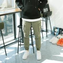 WTM ウォッシング 膝 スリット カーゴ ジョガーパンツ