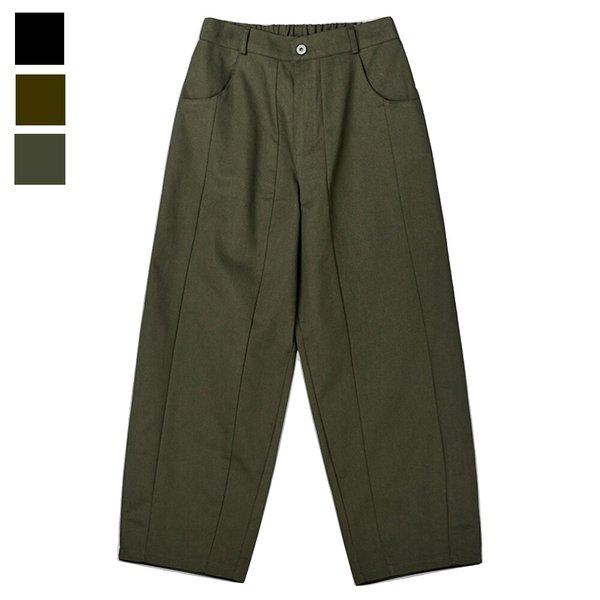 メンズ 季節の変わり目 切り替え カーブ ワイドパンツ GN-PTA-Q015-カーキ