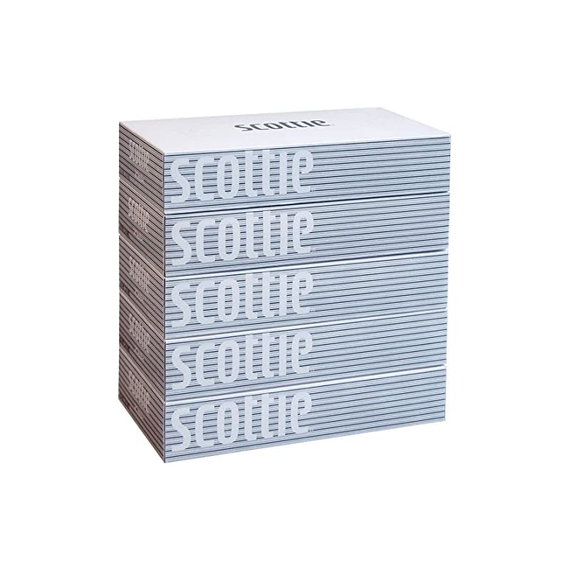 【即納】【ケース販売】 スコッティ ティシュー 400枚(200組) 5箱 ホワイトパッケージ 12パック入り