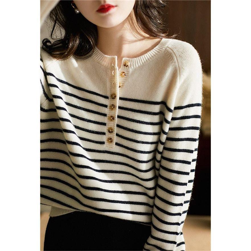 セーター カットソー トップス 長袖 ニット ボーダー柄 ニットセーター ニットソー レディース 可愛い Vネック オフィス カジュアル 秋 春