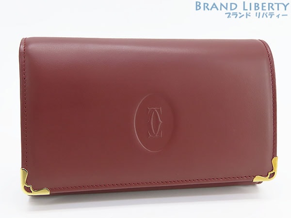 ほぼ新品カルティエマストドゥカルティエL字ファスナー二つ折り財布ボルドーカーフレザーL3000553 26,390円
