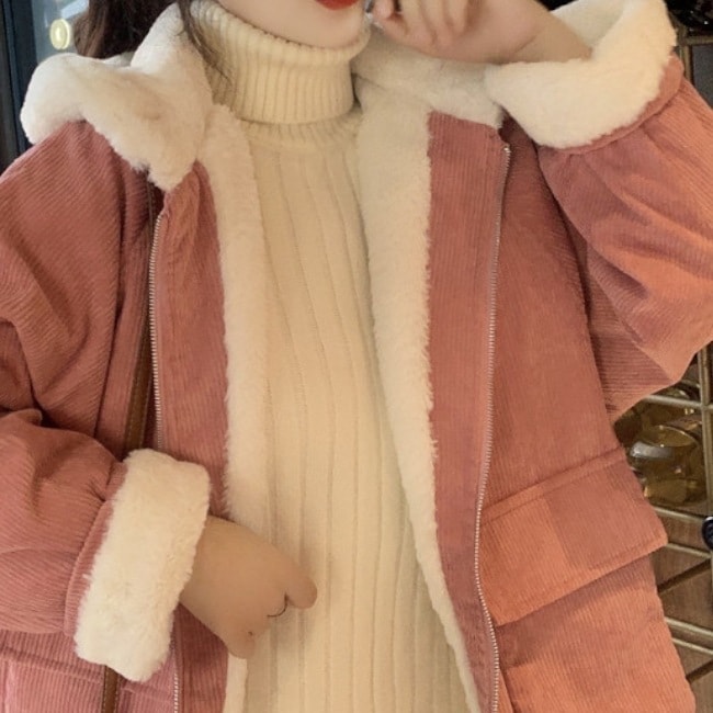 2色 アウター ジャケット レディース 冬 かわいい きれいめ 暖かい もこもこアウター ショート丈 不規則丈 長袖 ラグラン フード アシンメトリー もこもこ ふわふわ フード付き ポケット 前開き