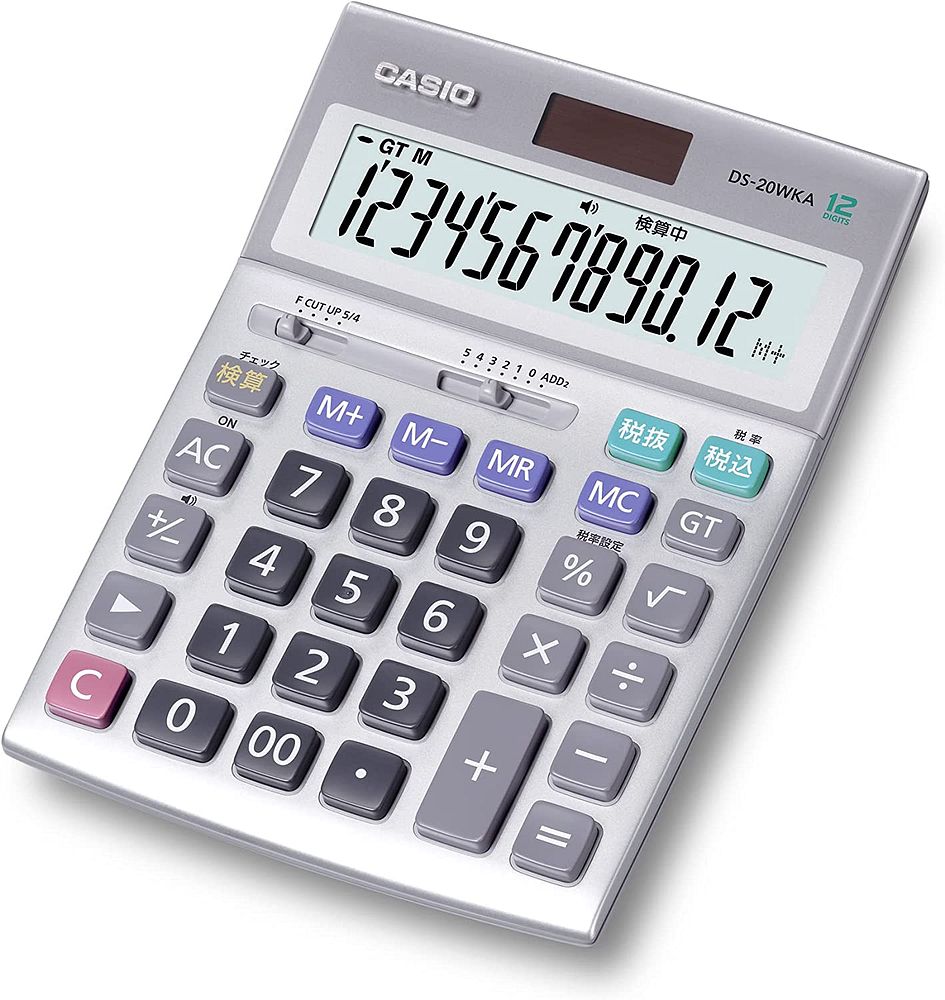 本格実務電卓 デスクタイプ シルバー 12桁 DS-20WKA-N