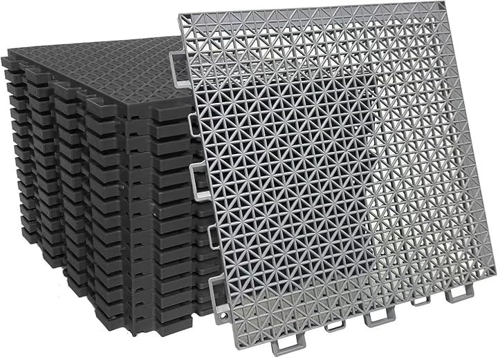 水はけマット ベランダ 屋外 タイル 滑り止め フリーカット可能 ジョイントマット 6色 玄関 バルコニー テラス 学校 通路 洗える はめ込み式 工具不要(ライトグレー, 48枚)