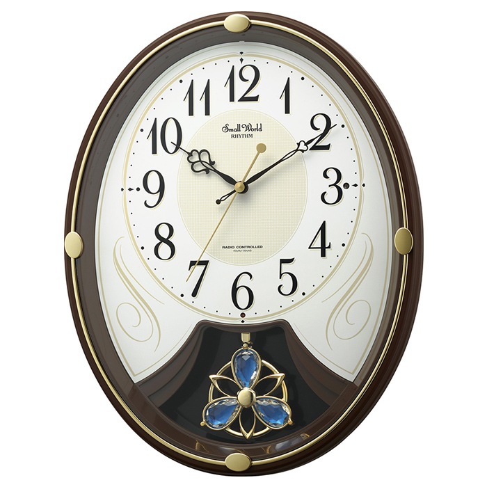 電波時計 掛け時計 スモールワールドリリィＮ 4MN554RH06 茶色