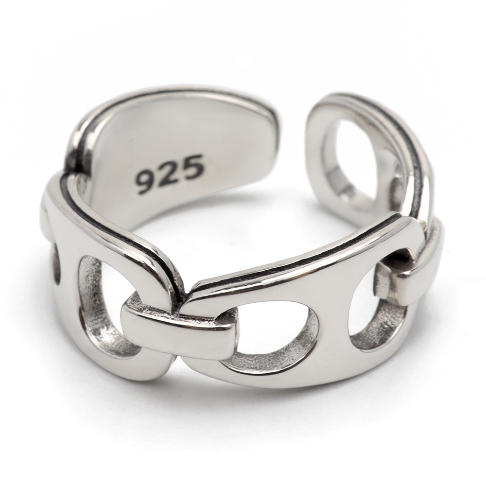 925 プルタブが連なったようなユニークなデザインのリング [cr542]