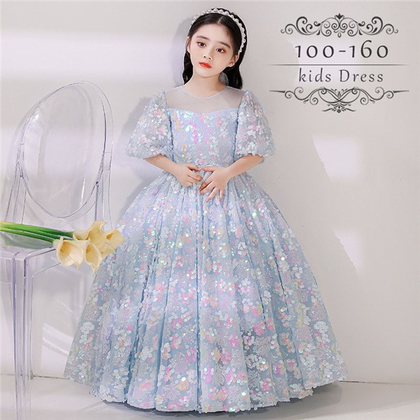 子供ドレス 発表会 女の子 フォーマル 子ども 結婚式 発表会 女の子 キッズ ワンピース 花柄 刺繍 水色 ブルー 七五三 お呼ばれ 発表会 イベント ステージ衣装 パーティー 七五三 発表会 フラ