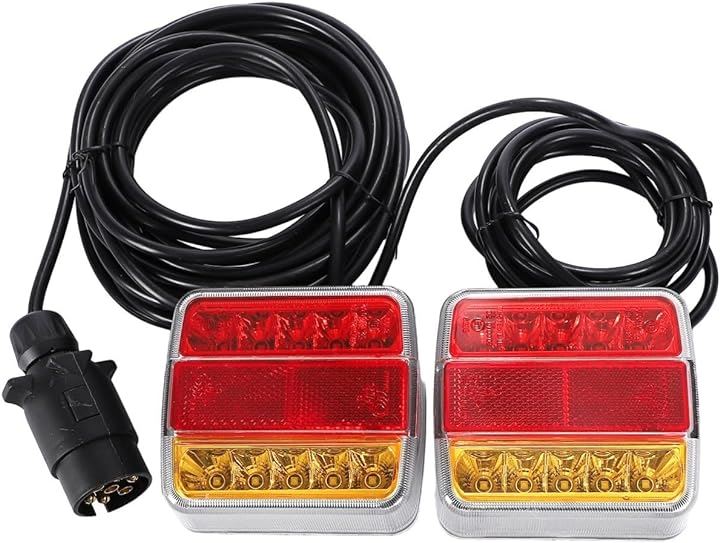 マグネット式 12V LED テールランプ 7ピン 7局 カプラー ライト ウインカー トレーラー ヒッチメンバー ブレーキランプ 汎用品(左右セット)