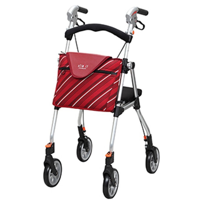 歩行車 超軽量 スリムフィット・座面付 スタンダード SL-0630WS-RD ストライプ・レッド