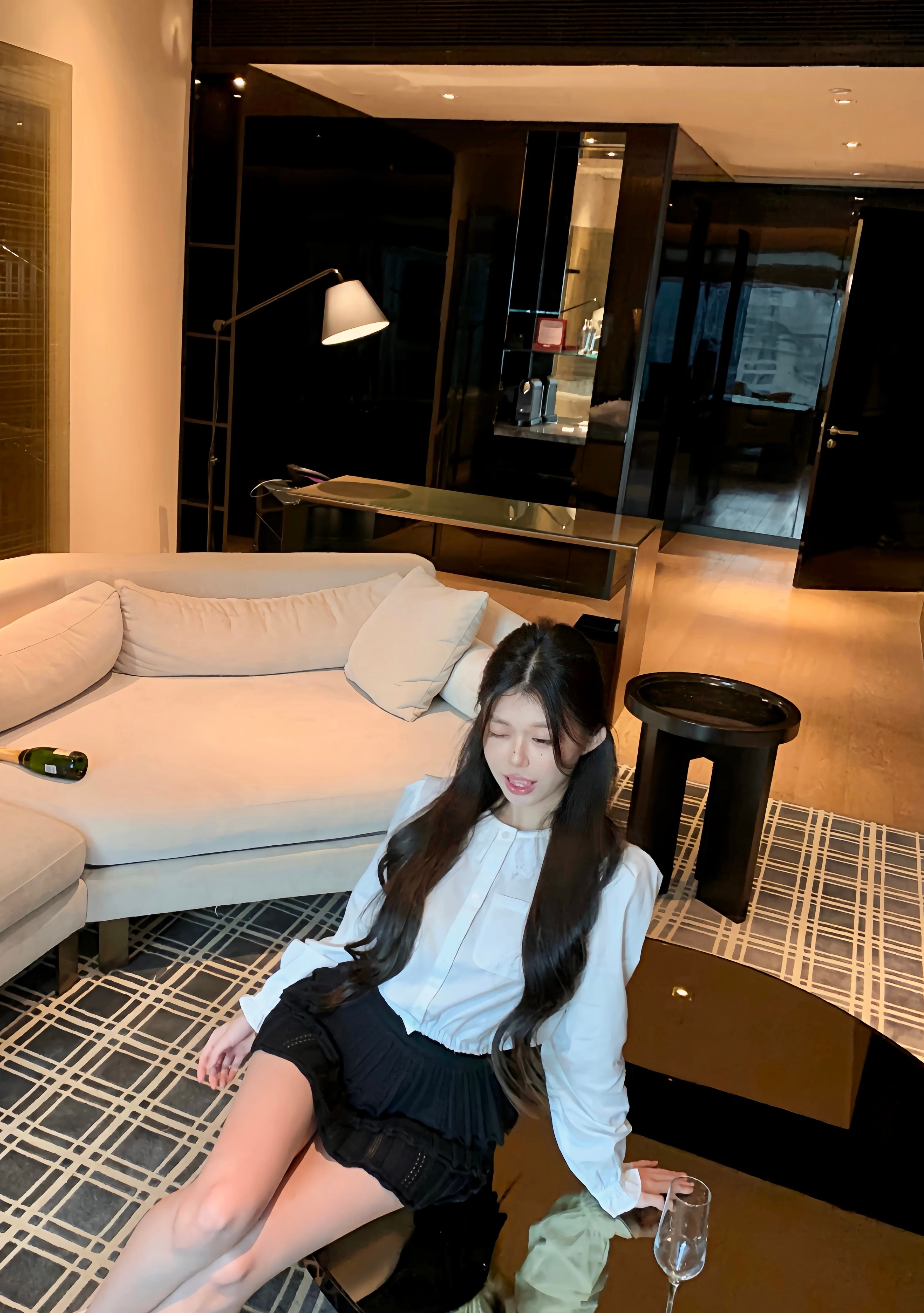 セットアップ ブラウス シャツ ミニスカート レディース 春 長袖 ビッグカラー 丸襟 レース クロップド丈 ハイウエスト バレエコア フレンチガーリー Y2K 別売り