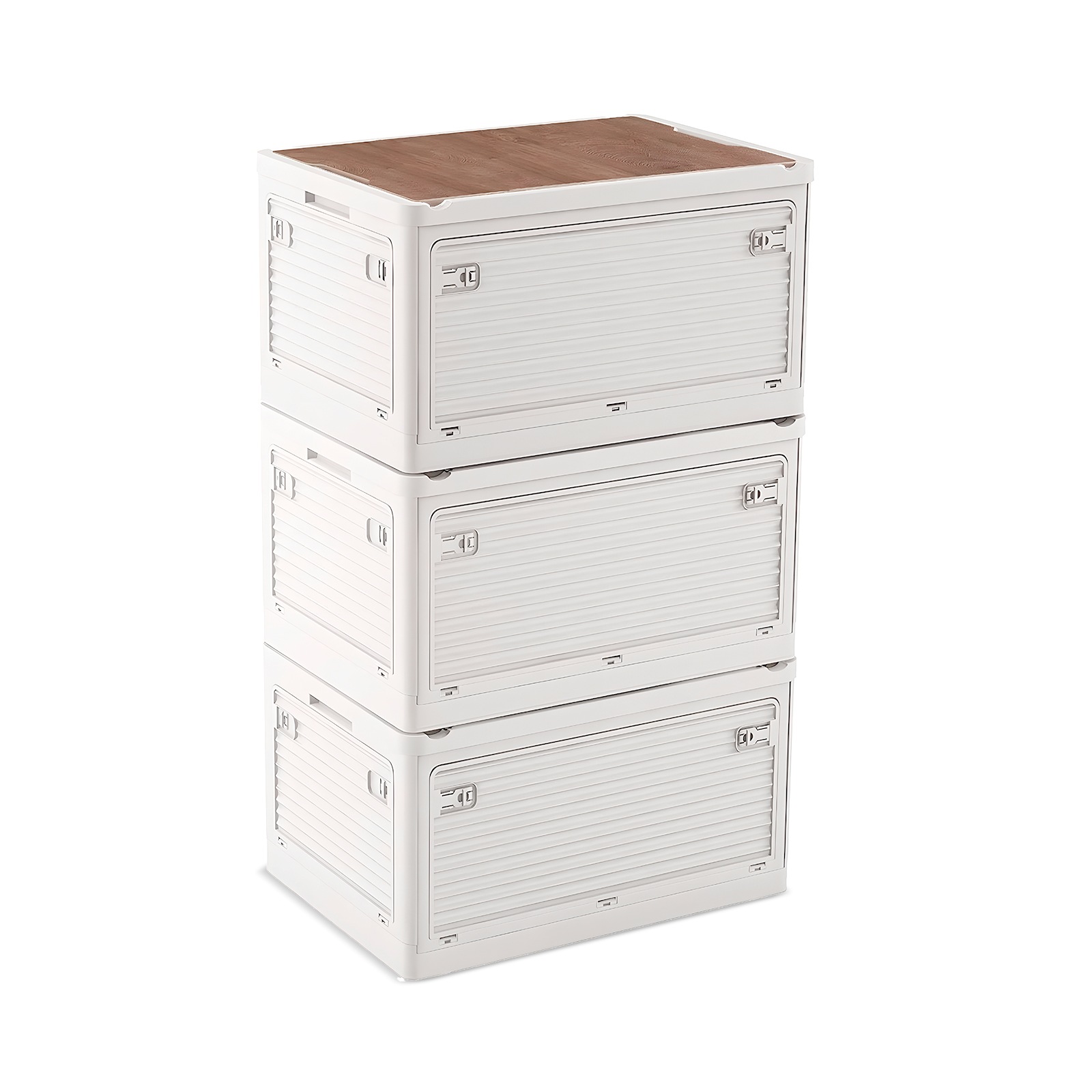 収納ボックス 折り畳みコンテナ 木製蓋付き アウトドア 収納ケース 5面開き コンテナ ボックス キャンプ収納コンテナ 省スペース収納箱 キャスター付き 強い耐荷重大容量 車/家庭用 防塵無臭 多用途