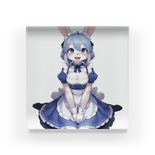 【文字入れ可能受注生産】ウサギの女の子　メイド　ケモナー　おかりなさい アクリルブロック 5,342円