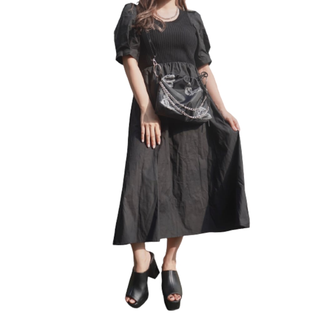 Switching Combi Puffsleeve Onepiece A,D,G レディース