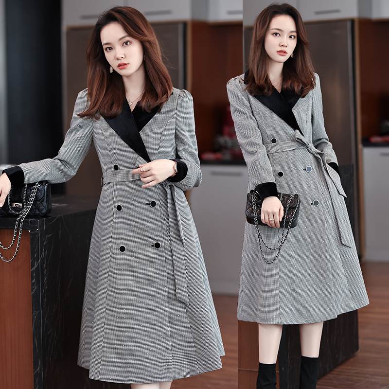 レディースコート アウター コート ミディアム丈 長袖 リボン ベルト ウエストリボン ポケット 前開き ウール 大人可愛い きれいめ 大人 上品 おしゃれ クール エレガント 存在感 格子柄 春 秋