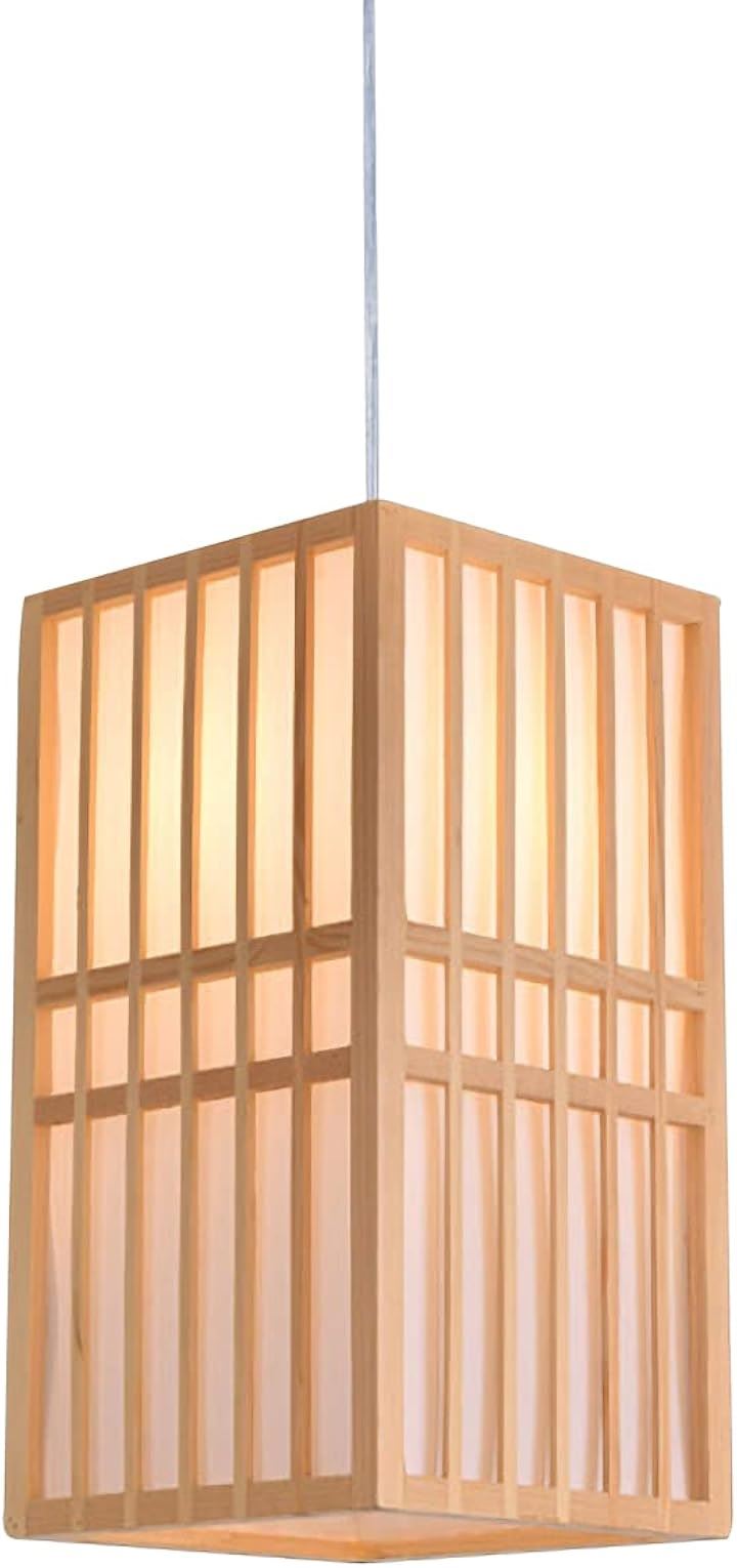 KY LEE 和風照明 ペンダントライト おしゃれ デザイナーズ和モダン ウッドシェード ダイニング 和室 寝室 リビング 北欧風 癒し レトロ アジアン カフェ風(PEL-0492)