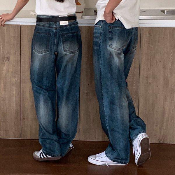 男女共用 ダーティ ウォッシング ワイド デニム パンツ UJ-JEA-8060