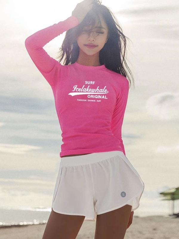 水着 レディース 長袖 ボクサー 夏 日焼け防止 スプリット スリム 速乾 シュノーケリング 義母 ラウンドネック スイムウェア