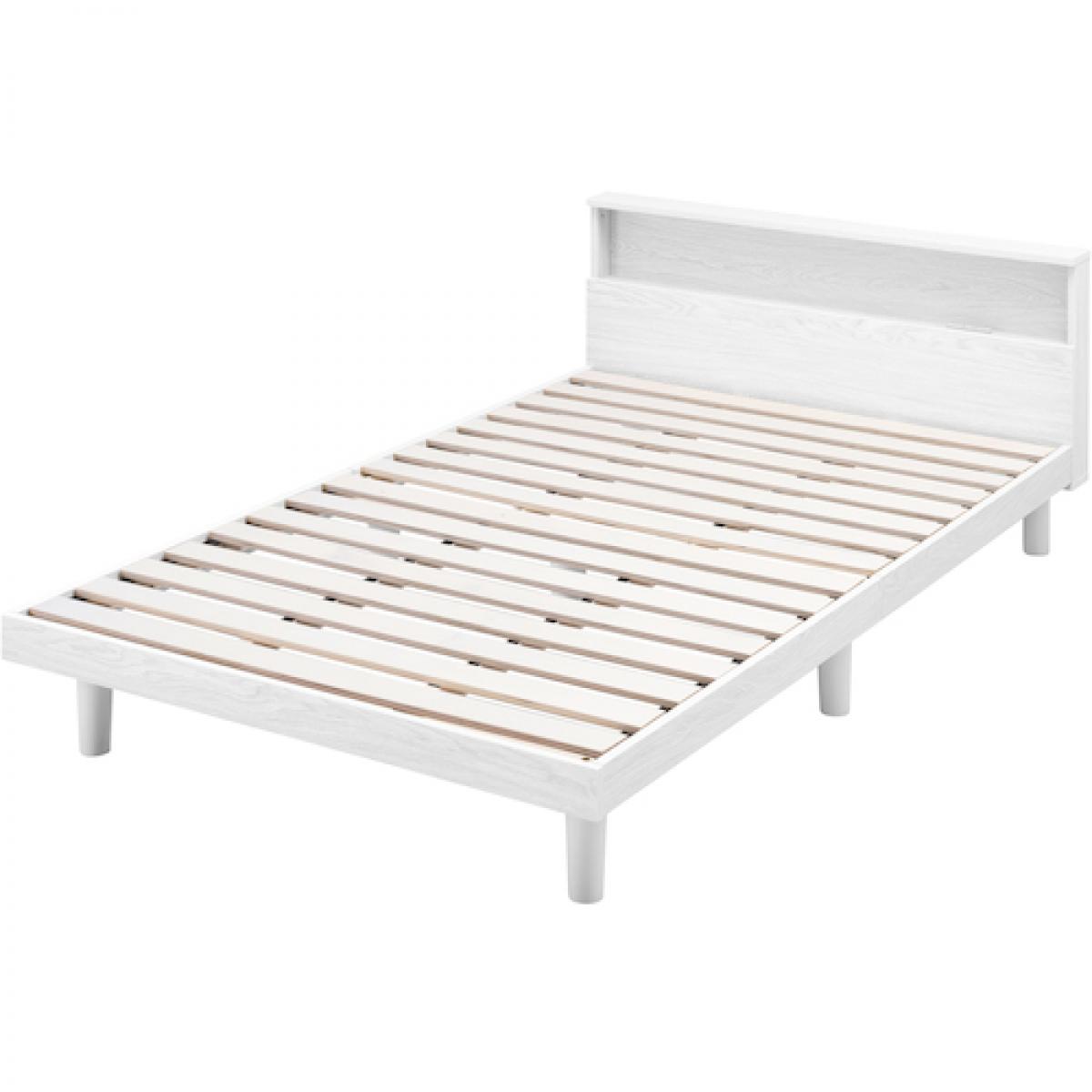 【I】【代引不可】 アイリスオーヤマ すのこベッド セミダブル SNB-SD ホワイト 通気性 2口コンセント付 ヘッドボード 【北海道沖縄離島不可】