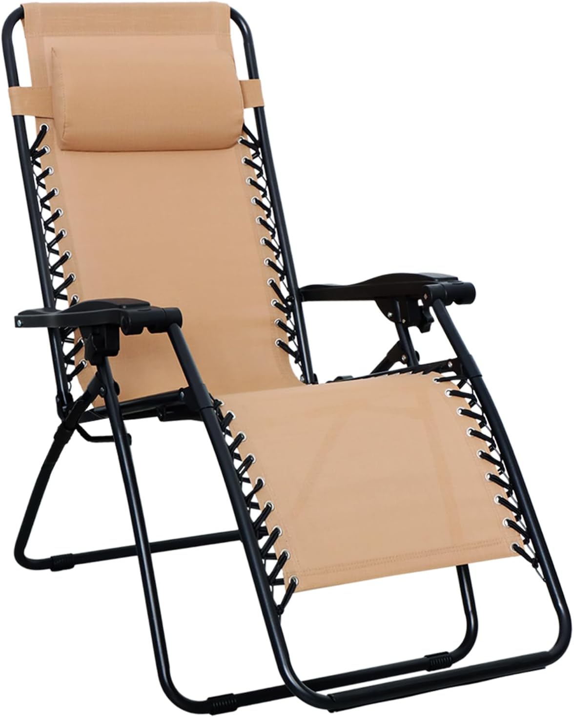 ベーシック 椅子 キャンプ アウトドアチェア 折りたたみ ゼログラビティーチェア 65cm W x 90-165cm D x 75-110cm H ベージュ