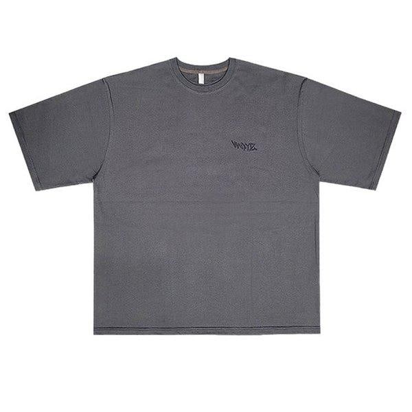男女共用 ABC タイポ ラウンド 半袖 Tシャツ OF-TSH-Q002-チャコール