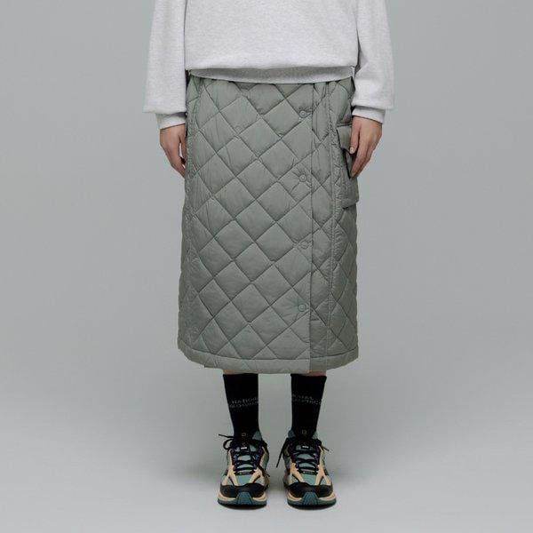N244WSK110 女性 エルク パディング ロングスカート LIGHT JADE
